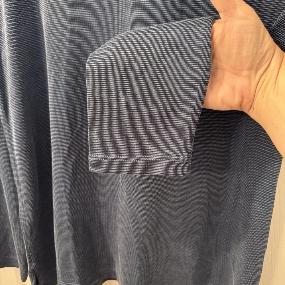 Tommy Bahama Mens Long Sleeve Polo Shirt Small Blue Textured Golf Casual‎ Modal